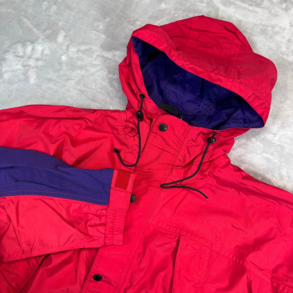 White Sierra Rain Jacket Women L Red Sierra Tech Waterproof Colorblock Parka NWT